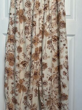 NLT Cream Straight-Leg Pants with Brown Floral Print